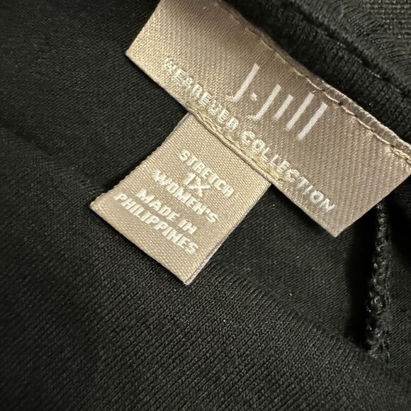 J Jill Dress 1X Black Midi Lagenlook Drape Neck Minimalist Capsule Wardrobe - Picture 5 of 7